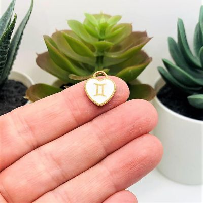 60 Pcs White Astrology Heart Charms Image 1