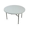 60" White Fitted Round Disposable Plastic Tablecloth Image 1