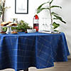 60" X 120" Blue Metallic Windowpane Tablecloth Image 4