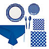 65 Pc. Blue Gingham Disposable Tableware Kit for 8 Guests Image 1