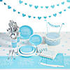 67 Pc. Blue Heart Baby Shower Tableware Kit for 8 Guests Image 1