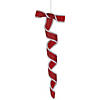 6ct Frosted Red and White Candy Twist Christmas Ornaments 9" Image 3
