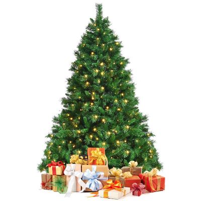 6ft Pre-Lit Artificial Hinged Christmas Tree w/8 Modes LED Lights and Foot Pedal Image 1