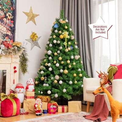6ft Pre-Lit Artificial Hinged Christmas Tree w/8 Modes LED Lights and Foot Pedal Image 2