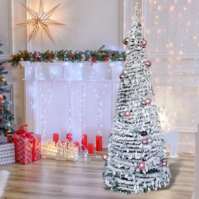6FT Pre-Lit Flocked Tree Image 1