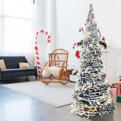 6FT Pre-Lit Flocked Tree Image 2