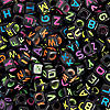 6mm Black Square Neon Alphabet Beads - 400 Pc. Image 1