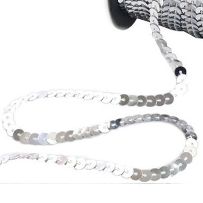 6mm x 100 Yards Silver Flat Metallic Cord Strung Sequin Trim Image 2