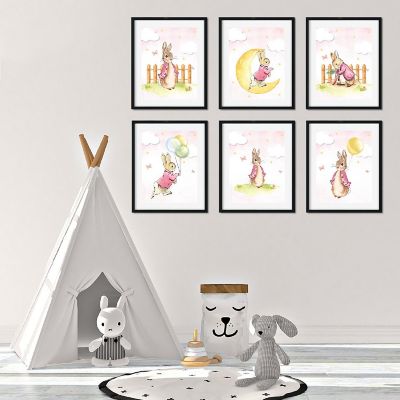 6Pc Peter Rabbit Watercolor Pink Graphic Image 2