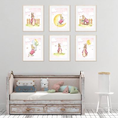 6Pc Peter Rabbit Watercolor Pink Graphic Image 3