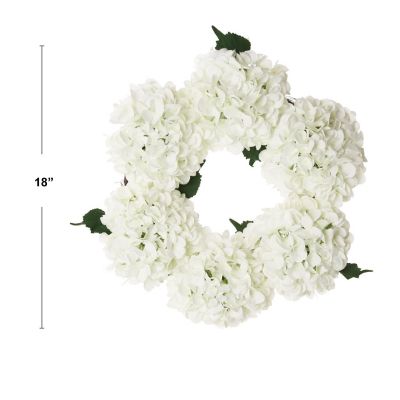 6pcs White 18" Hydrangea Wreaths - Elegant Christmas Decor Image 1
