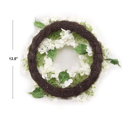 6pcs White 18" Hydrangea Wreaths - Elegant Christmas Decor Image 2