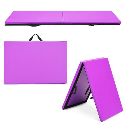 6'x2' x 1.6"Gymnastics Yoga Mat Thick Two Folding Panel Purple Portable Image 1