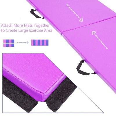 6'x2' x 1.6"Gymnastics Yoga Mat Thick Two Folding Panel Purple Portable Image 2