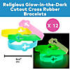7 1/2" Religious Glow-in-the-Dark Cutout Cross Rubber Bracelets - 12 Pc. Image 3