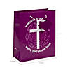 7 1/2" x 9" Bulk 96 Pc. Medium Purple Welcome to Our Church Paper Gift Bags with Tags Image 1