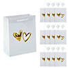 7 1/2" x 9" Hearts Paper Gift Bags with Gold Foil - 12 Pc. Image 1