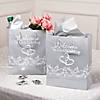 7-1/2" x 9" Medium Silver Two Hearts Welcome To Our Wedding Paper Gift Bags - 12 Pc. Image 2