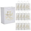 7 1/2" x 9" Thankful You're Here White with Gold Kraft Paper Gift Bags - 12 Pc. Image 1