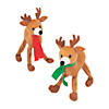 7 1/4" Christmas Goofy Brown Stuffed Reindeer with Bendable Legs - 12 Pc. Image 1