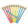 7 1/4" School Supply Icon Wood Pencils with School Bus Topper - 12 Pc. Image 1