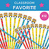 7 1/4" School Supply Icon Wood Pencils with School Bus Topper - 12 Pc. Image 2