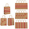 7 1/4" x 9" Medium Red & White Nordic Print Kraft Paper Gift Bags - 12 Pc. Image 1