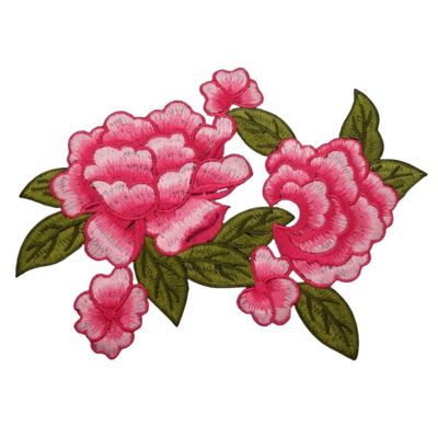 7.25" x 6" Fuchsia Rose Embroidered Patch 12 Pack Image 1