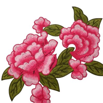7.25" x 6" Fuchsia Rose Embroidered Patch 12 Pack Image 1