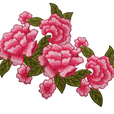 7.25" x 6" Fuchsia Rose Embroidered Patch 12 Pack Image 2