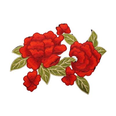7.25" x 6" Red Rose Embroidered Patch 12 Pack Image 1