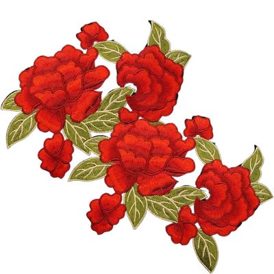 7.25" x 6" Red Rose Embroidered Patch 12 Pack Image 1
