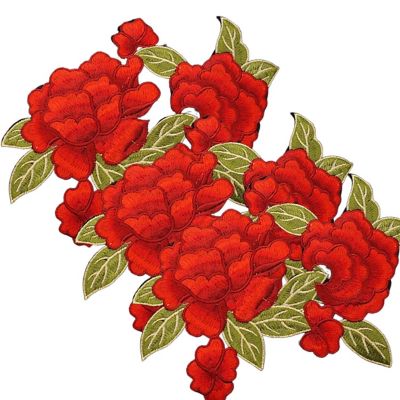 7.25" x 6" Red Rose Embroidered Patch 12 Pack Image 2