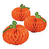 7" 3D Pumpkin Orange Honeycomb Tissue Paper Tabletop Decorations - 6 Pc. Image 1