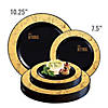 7.5" Black with Gold Marble Rim Disposable Plastic Appetizer/Salad Plates (90 Plates) Image 3