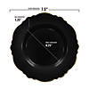 7.5" Black with Gold Rim Round Blossom Disposable Plastic Appetizer/Salad Plates (120 Plates) Image 2