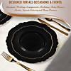 7.5" Black with Gold Rim Round Blossom Disposable Plastic Appetizer/Salad Plates (120 Plates) Image 4