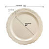 7.5" Ivory with Gold Vintage Rim Round Disposable Plastic Appetizer/Salad Plates (90 Plates) Image 2