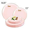 7.5" Pink with Gold Rim Organic Round Disposable Plastic Appetizer/Salad Plates (70 Plates) Image 3