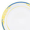 7.5" White with Blue and Gold Harmony Rim Plastic Appetizer/Salad Plates (90 Plates) Image 1