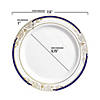 7.5" White with Blue and Gold Harmony Rim Plastic Appetizer/Salad Plates (90 Plates) Image 2