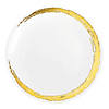 7.5" White with Gold Moonlight Round Disposable Plastic Appetizer/Salad Plates (70 Plates) Image 1
