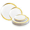 7.5" White with Gold Moonlight Round Disposable Plastic Appetizer/Salad Plates (70 Plates) Image 3