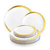 7.5" White with Gold Moonlight Round Disposable Plastic Appetizer/Salad Plates (70 Plates) Image 4