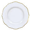 7.5" White with Gold Rim Round Blossom Disposable Plastic Appetizer/Salad Plates (120 Plates) Image 1
