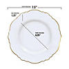 7.5" White with Gold Rim Round Blossom Disposable Plastic Appetizer/Salad Plates (120 Plates) Image 2