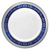 7.5" White with Royal Blue and Silver Rim Plastic Appetizer/Salad Plates (80 Plates) Image 1