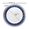 7.5" White with Royal Blue and Silver Rim Plastic Appetizer/Salad Plates (80 Plates) Image 2