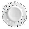 7.5" White with Silver Dots Round Blossom Disposable Plastic Salad Plates (90 Plates) Image 1