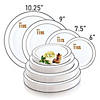 7.5" White with Silver Edge Rim Plastic Appetizer/Salad Plates (100 Plates) Image 3